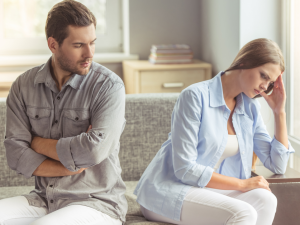 Couple in a tension don't want talk with to each other